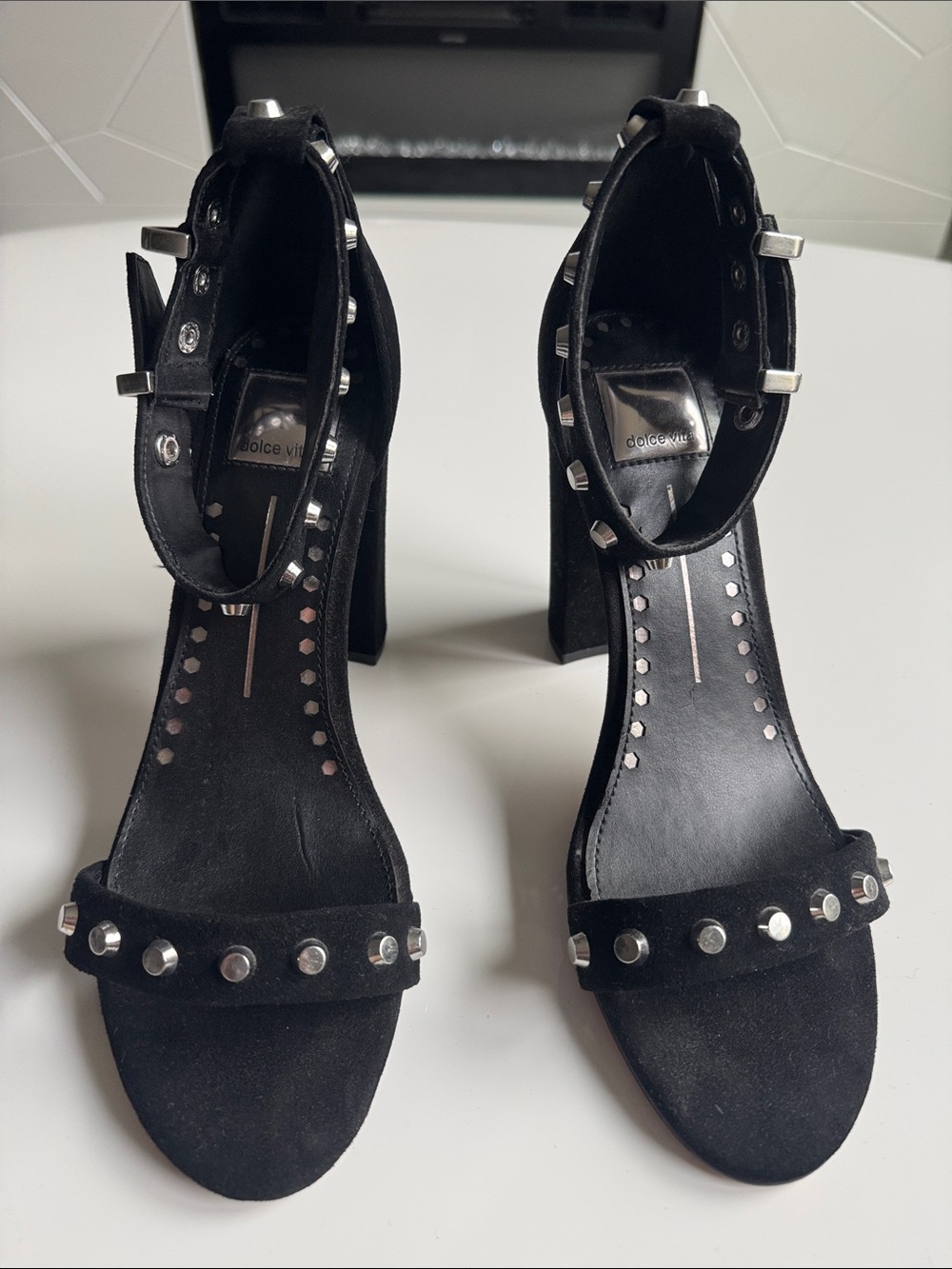 Dolce Vita Black Studded Block Heel Sandals